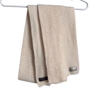 Coach Women’s Winter Scarf Cream Metallic Seedstitch Preppy Neutral Wool Blend